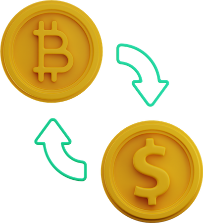 Bitcoin To Dollar Exchange 3D Illustration