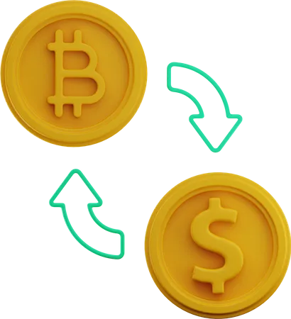Bitcoin To Dollar Exchange  3D Illustration