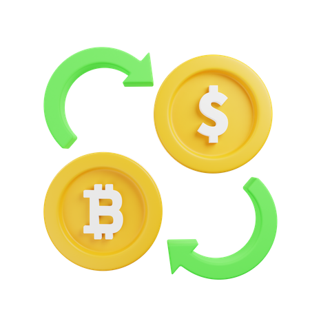 Bitcoin To Dollar Exchange 3D Illustration
