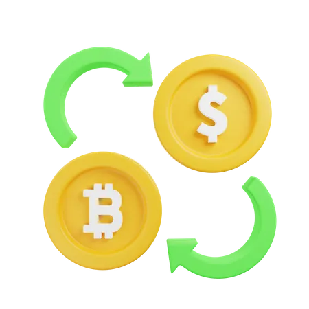 Bitcoin To Dollar Exchange  3D Illustration