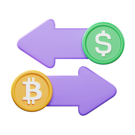 Bitcoin to Dollar Exchnage  3D Icon