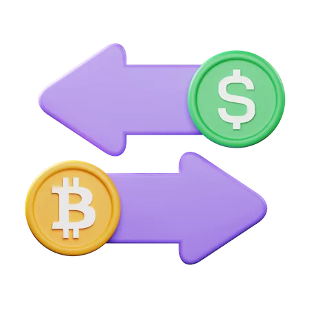 Bitcoin to Dollar Exchnage  3D Icon