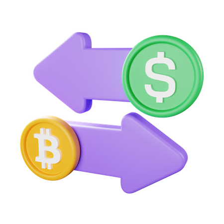 Bitcoin to Dollar Exchnage  3D Icon