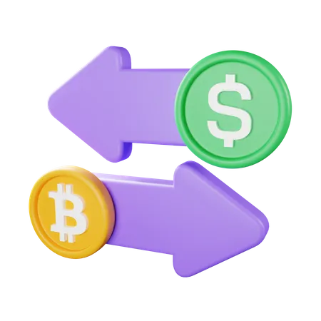 Bitcoin to Dollar Exchnage  3D Icon