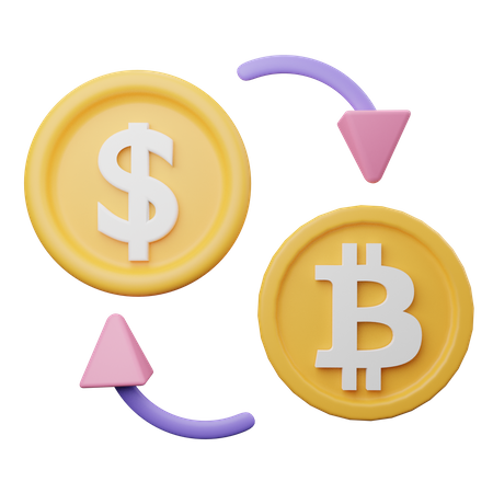 Bitcoin To Dollar Swap  3D Illustration