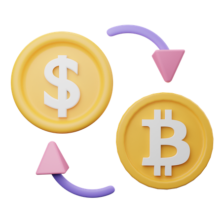 Bitcoin To Dollar Swap 3D Illustration