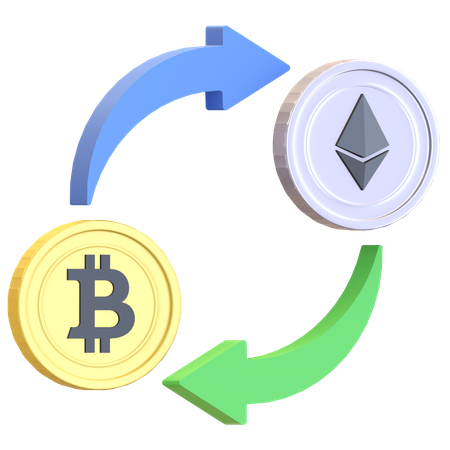 Bitcoin To Ethereum Swap  3D Illustration