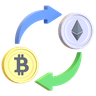 3d cryptocurrency swap illustration