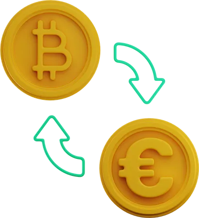 Bitcoin To Euro Exchange  3D Illustration