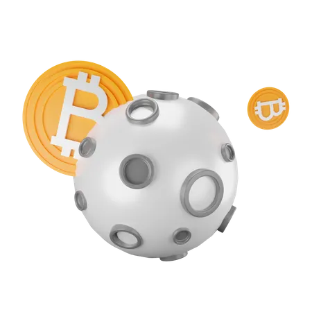 Bitcoin to the moon  3D Illustration