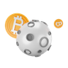 3d bitcoin to the moon illustration