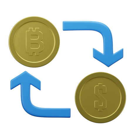 Bitcoin to USD  3D Illustration