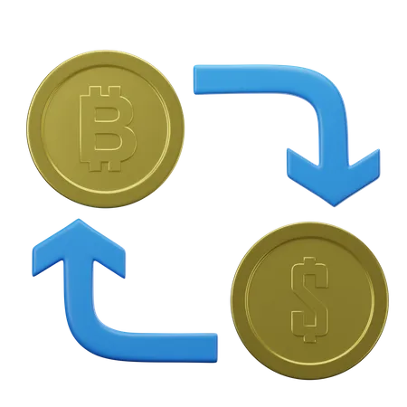 Bitcoin to USD  3D Illustration