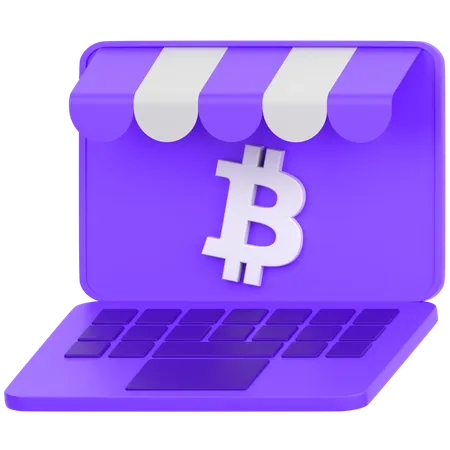 3 D Icon Of A Laptop Shopping With Crypto Btc 3D Icon