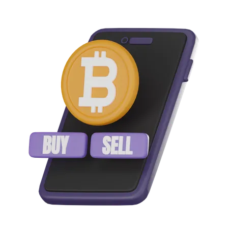 Smartphone With Bitcoin Buy And Sell Buttons Symbolizes Ease Cryptocurrency Trading On Mobile Devices Use Presentations Marketing Materials Related Cryptocurrency 3 D Render Illustration 3D Icon