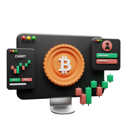 Bitcoin trading  3D Illustration