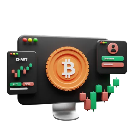 Bitcoin trading  3D Illustration