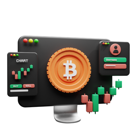Bitcoin trading 3D Illustration