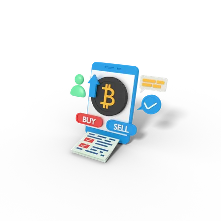3 D Illustration Of Bitcoin Growth In Phone 3D Icon