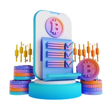 Bitcoin Trading Agreement  3D Illustration