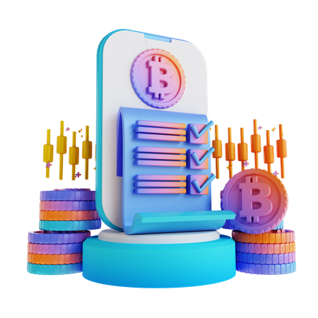 Bitcoin Trading Agreement 3D Illustration