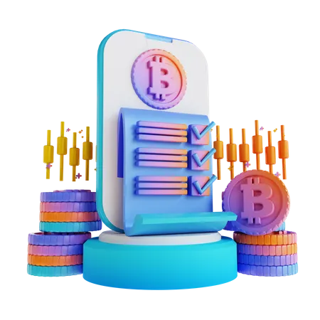 3 D Illustration Podium Bitcoin Trading Agreement 3D Illustration