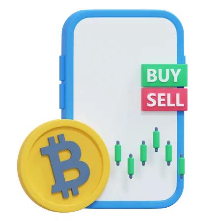 Bitcoin Trading App 3 D Crypto Icon Illustration 3D Icon