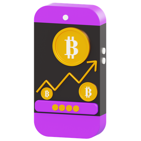 Bitcoin Trading App  3D Illustration