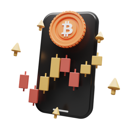 Bitcoin Trading App  3D Illustration