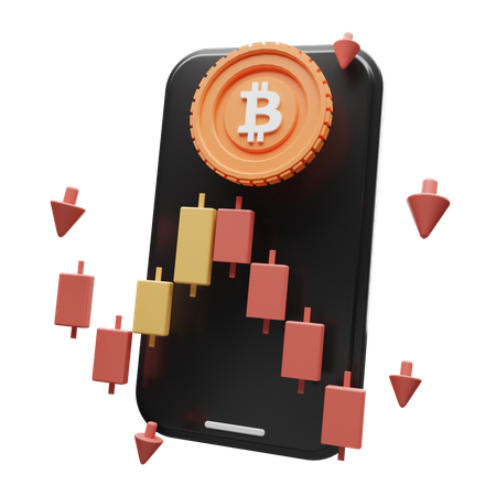 Bitcoin Trading App  3D Illustration