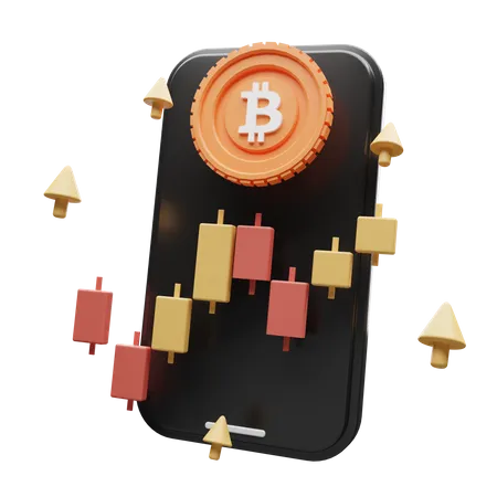 Bitcoin Trading App 3D Illustration