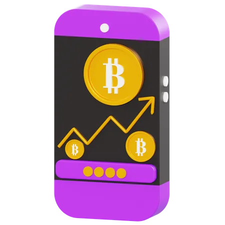 Bitcoin Trading App 3D Illustration