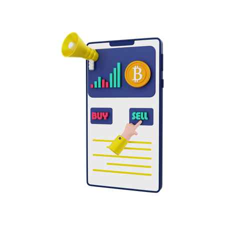 Bitcoin trading app 3D Illustration