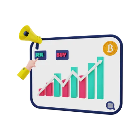 Bitcoin trading application 3D Illustration