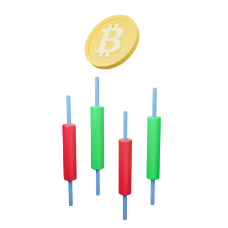 Bitcoin Trading Chart  3D Icon