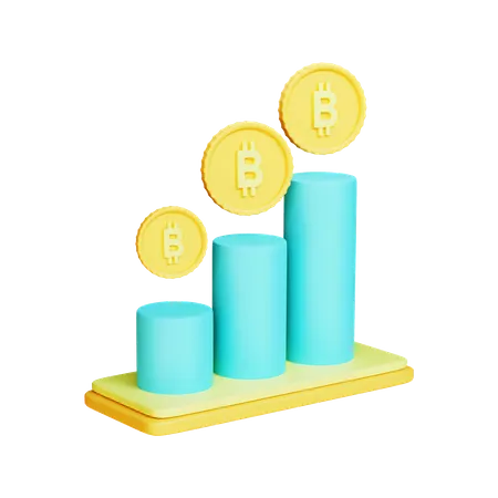 Bitcoin Trading Chart 3D Illustration