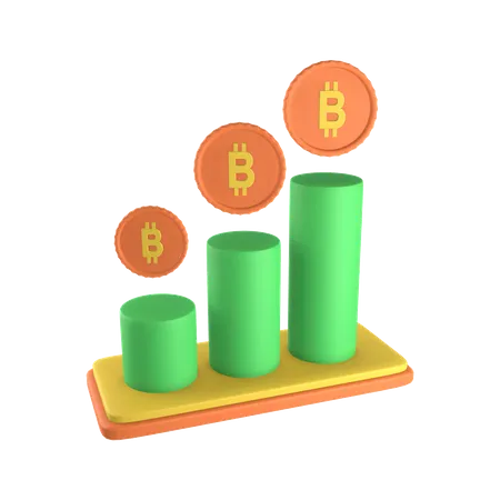 Bitcoin Trading Chart 3D Illustration