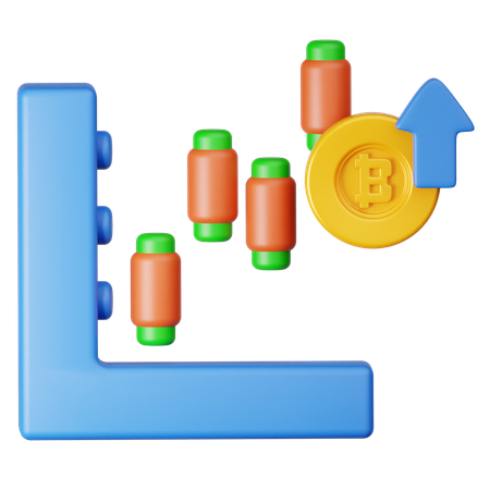 Bitcoin Trading Growth  3D Icon