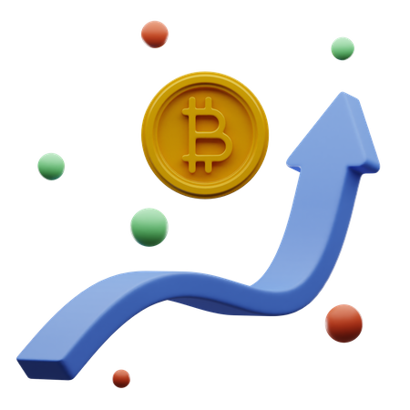 Bitcoin Trading Growth Graph 3D Illustration