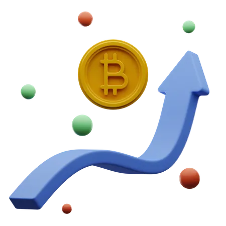 Bitcoin Trading Growth Graph  3D Illustration