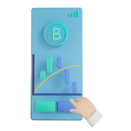 Bitcoin trading using mobile app  3D Icon