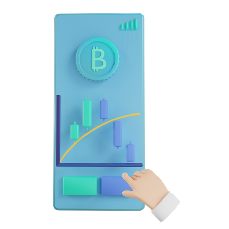 Bitcoin trading using mobile app 3D Illustration