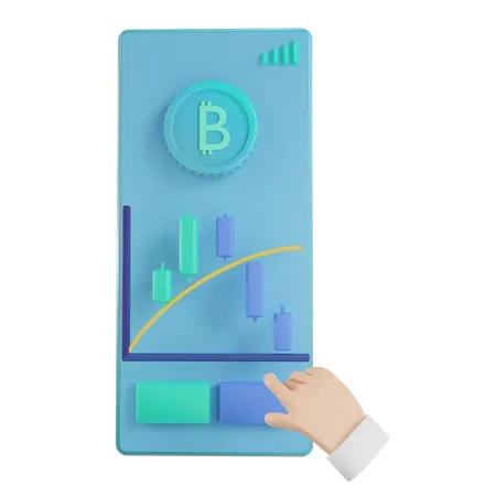 Bitcoin trading using mobile app  3D Illustration