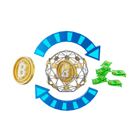 Bitcoin Transaction  3D Illustration