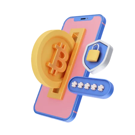 Bitcoin Transaction Security  3D Illustration