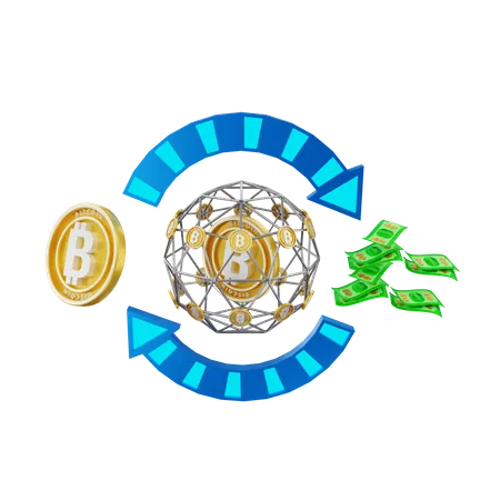 Bitcoin-Transaktion  3D Illustration