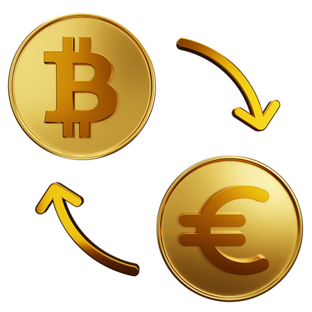 Troca de bitcoin euro  3D Illustration