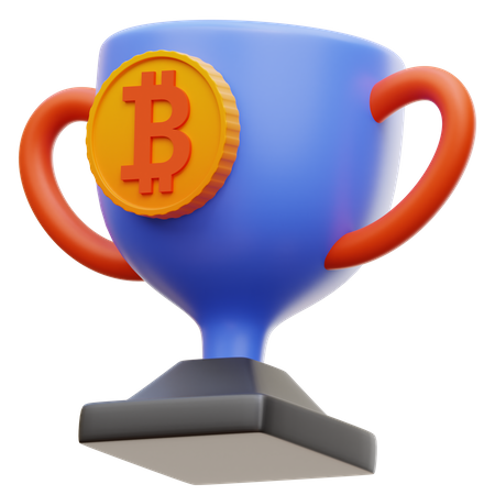 Bitcoin-Trophäe  3D Illustration