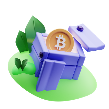 Bitcoin-Truhe  3D Illustration