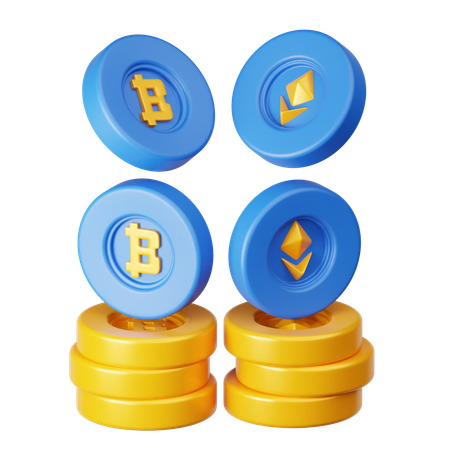 Bitcoin und Ethereum  3D Icon